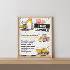 Construction First Birthday Time Capsule Sign, Yellow Tractors 1st Birthday Time Capsule, Construction 1st Birthday Decorations 9164