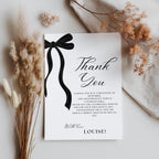 Black Bow Minimalist Thank You Card Template, Coquette, Black Ribbon Special Thanks 9174
