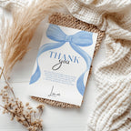 Blue Bow Thank You Card Template