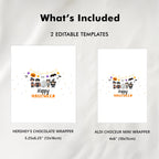 EDITABLE Halloween Party Candy Bar Wrapper , Halloween Party Chocolate Bar Wrappers, Party Favors , Digital Download