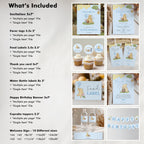 Blue Winnie the Pooh Party Bundle, Printable Birthday Decorations Party Set