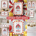 Circus Party Bundle, Carinval Printable Birthday Decorations Party Set
