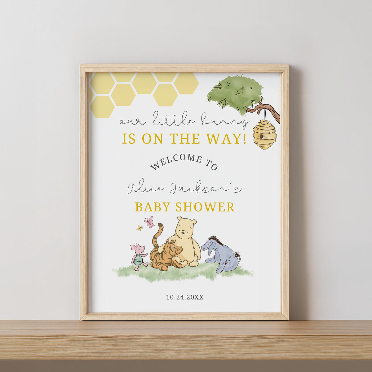 Winnie the Pooh Baby Shower Welcome Sign, Template Party Signs