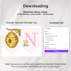 Pink Winnie the Pooh High Chair Banner, Printable Bunting Flag