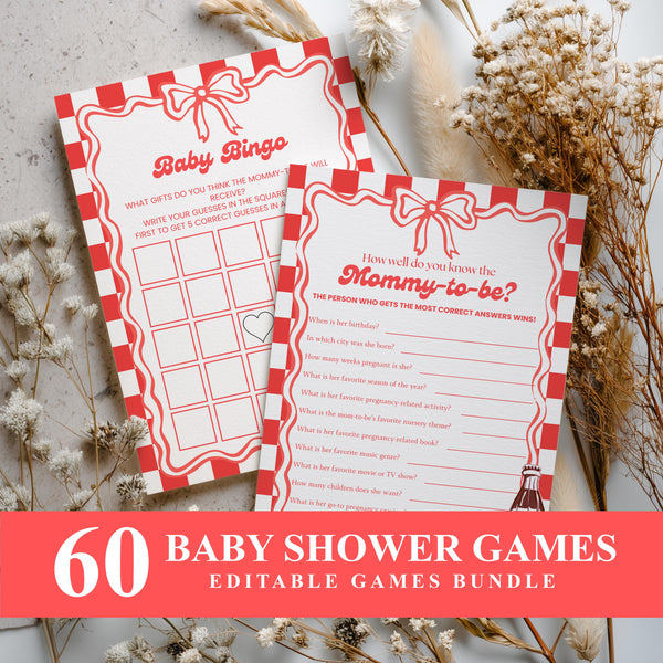 Ready to pop Baby Shower Games, Retro Soda Party Games Pack