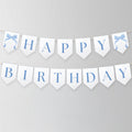 Blue bow Happy Birthday Banner, Printable Happy Birthday Banner , Birthday Decoration, Blue bow Birthday Banner