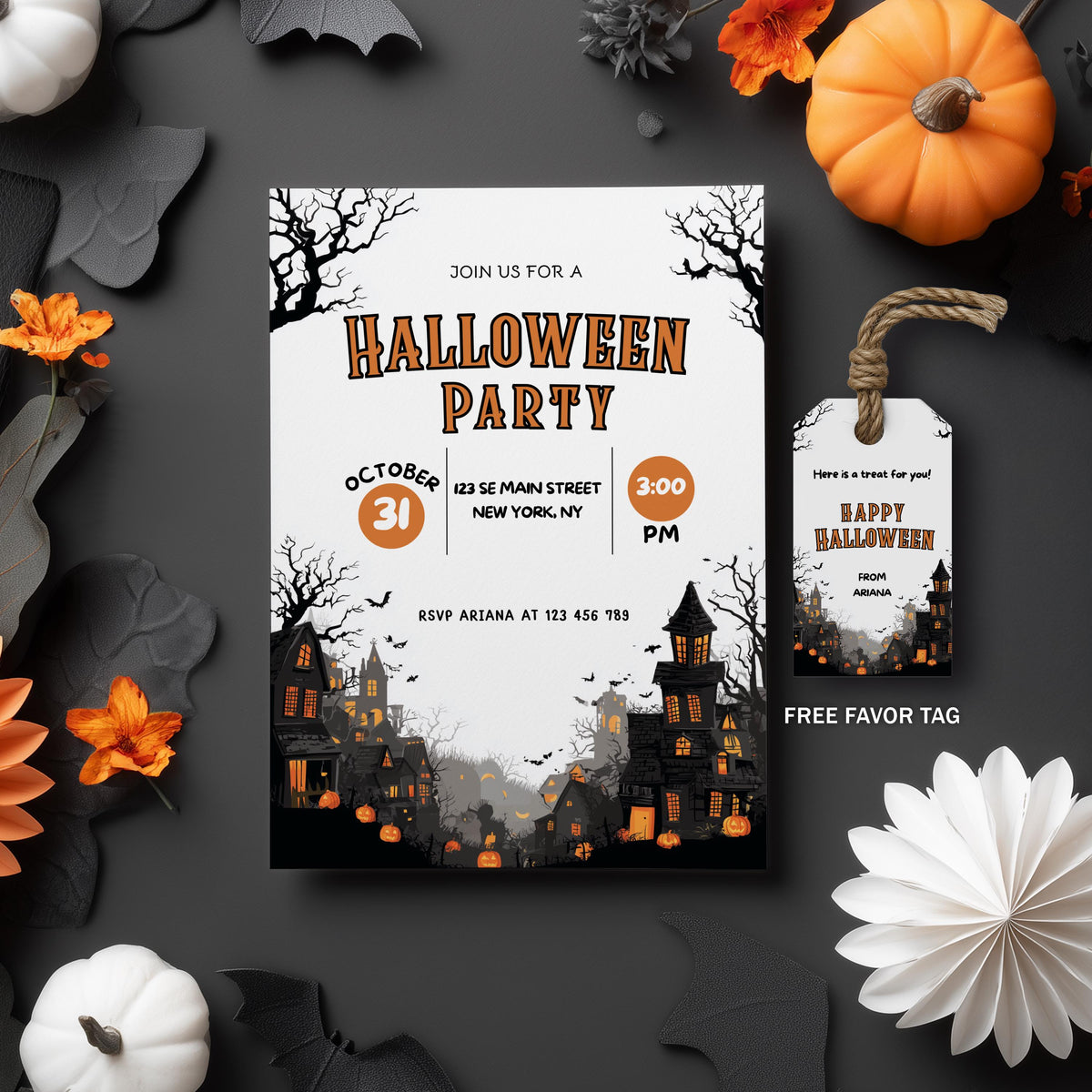 Editable Halloween Party Invitation - Instant Download