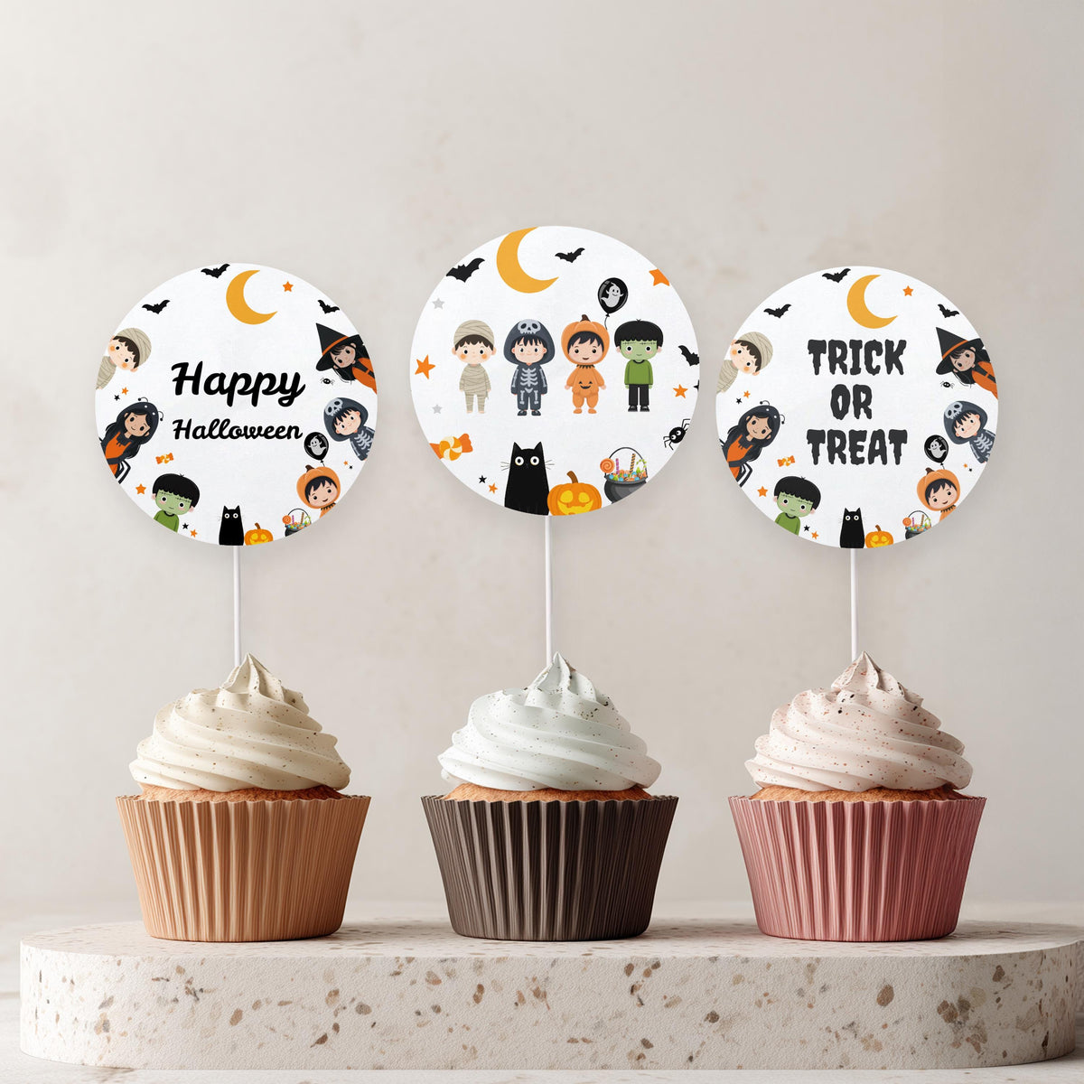 Halloween Cupcake Toppers Favor Tags, Halloween Costume Party Decorations, Halloween  download Digital PRINTABLE