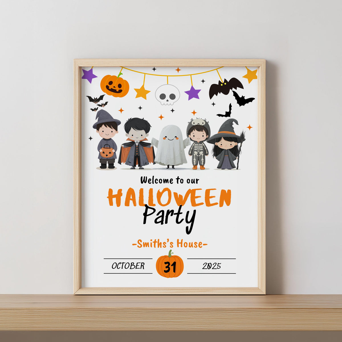 Halloween Costume Party Welcome Sign, Printable Template Download