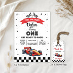 Racing Car Birthday Invitation Template, Fast Car Birthday Invite, Fast One Birthday Invitation Template 5987