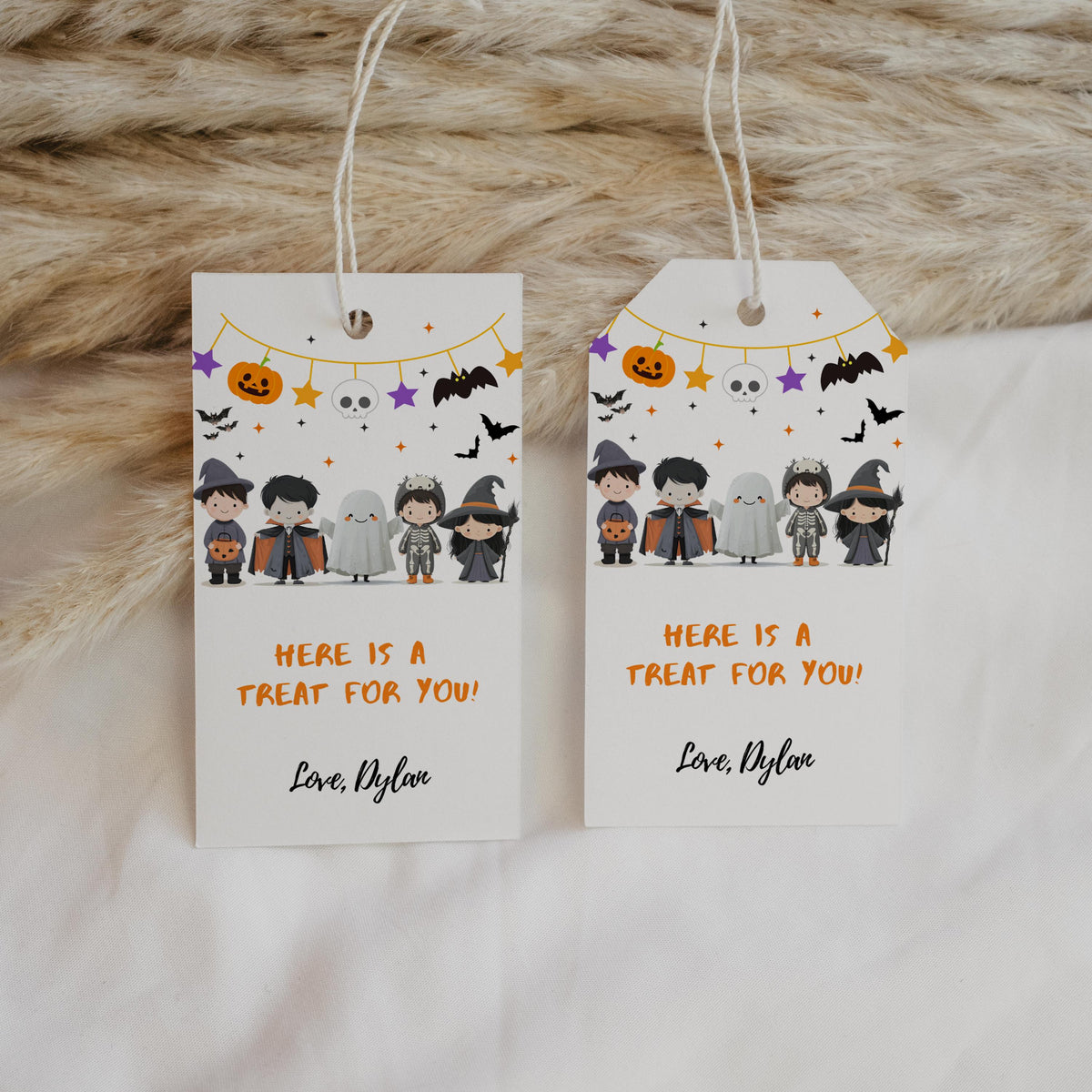 Editable Halloween Costume Birthday Favor Tags, Halloween Costume Birthday Party Thank You Tag, Canva Template