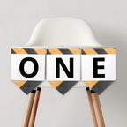 Construction First High Chair Banner, Yellow Tractor 1st Birthday High Chair ONE Banner, 9164