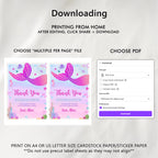 Mermaid First Thank You Card Template, Printable Thank You Card, Mermaid Birthday Thank You Card, Editable Template 9168