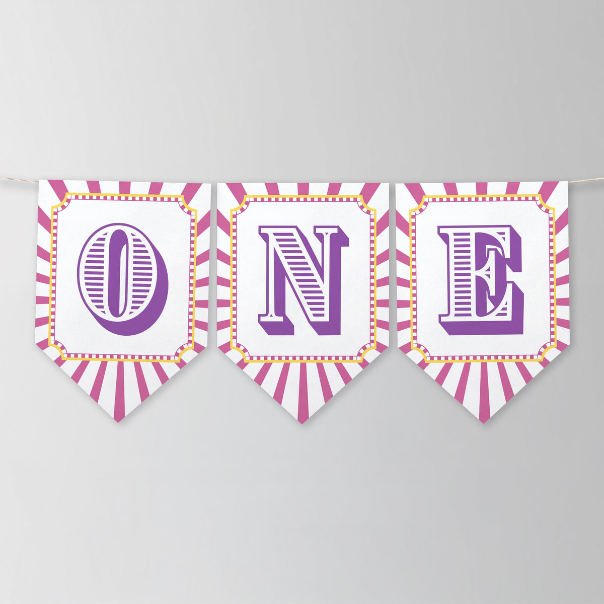 Pink Circus High Chair Banner, Printable Bunting Flag