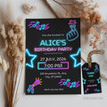 Editable Music Neon K-Pop Birthday Invitations, Music Neon KPop Invite, Korean Pop Theme Birthday Invitation Template, INSTANT DOWNLOAD
