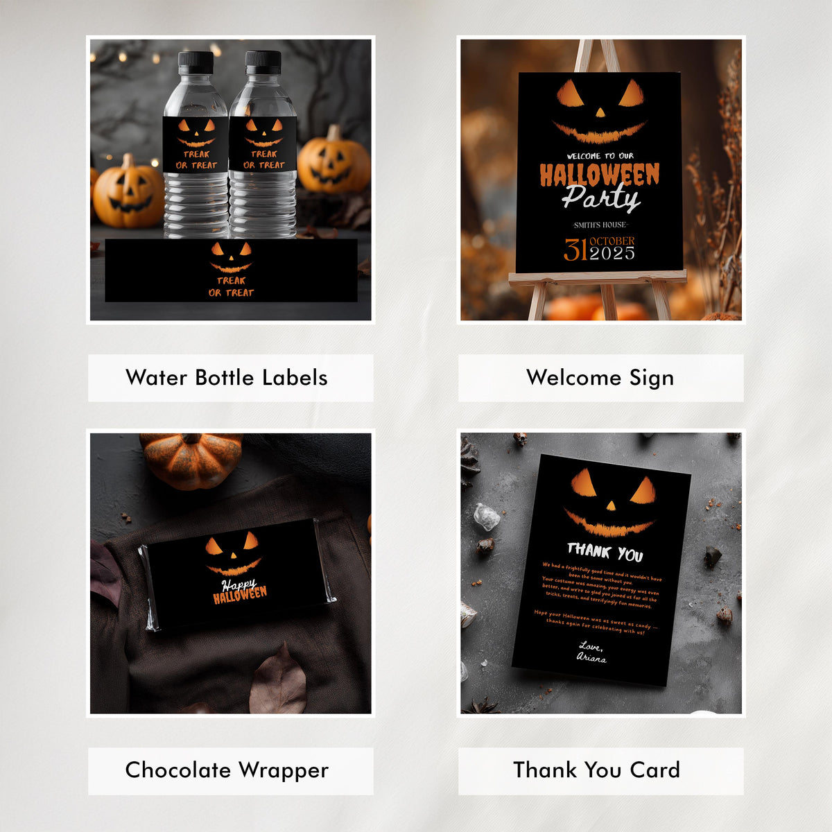 Editable Halloween Pumpkin Face Party Bundle Decorations, Pumpkin Face Party Package Bundle, Halloween Pumpkin Face Decorations