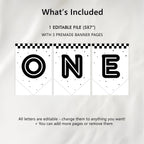 Race Car High Chair Banner, Car First Boy Birthday Party Decor Banners 5987