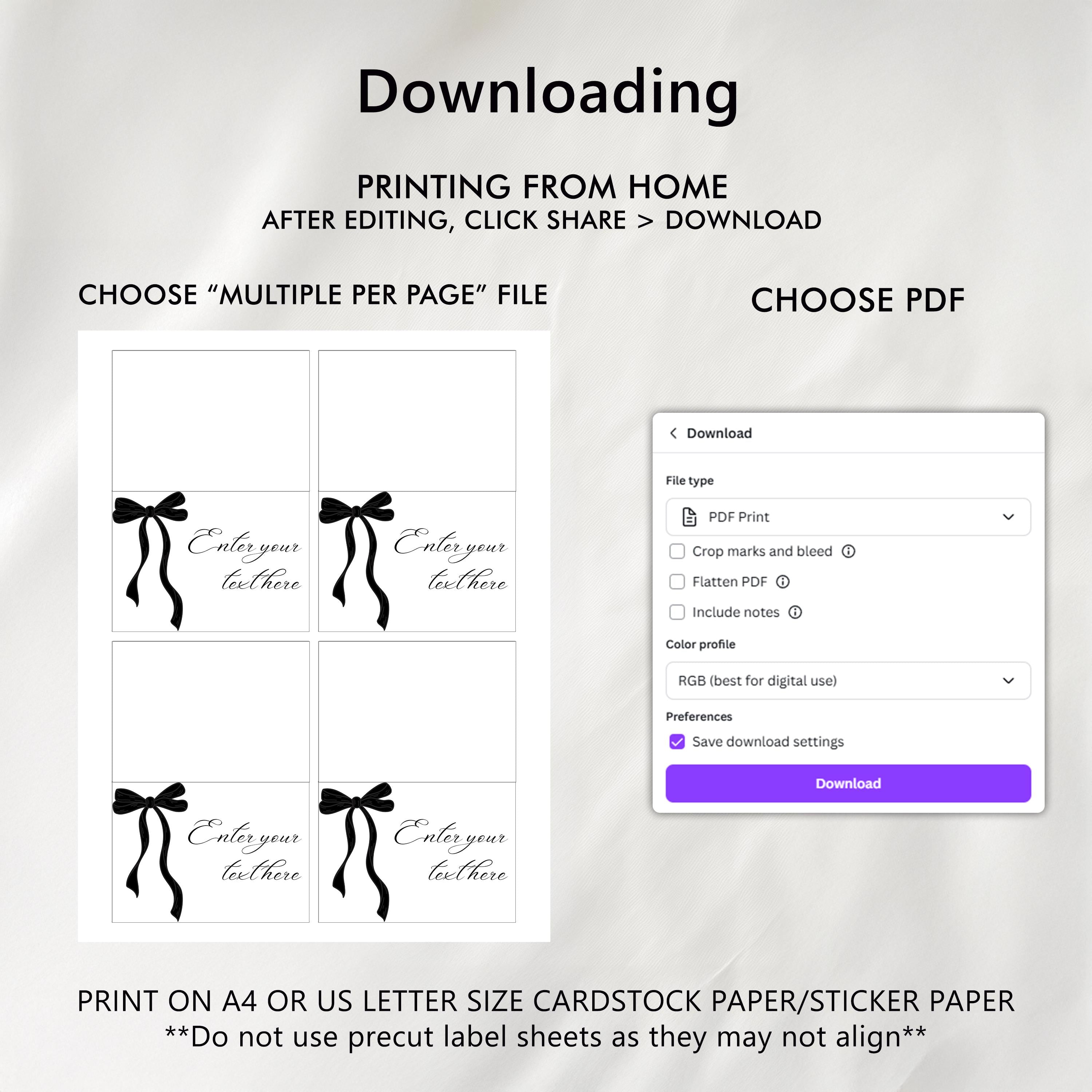 Black Bow Minimalist Food Labels, Coquette Gender neutral Tent Cards, Birthday Food Tags 9174