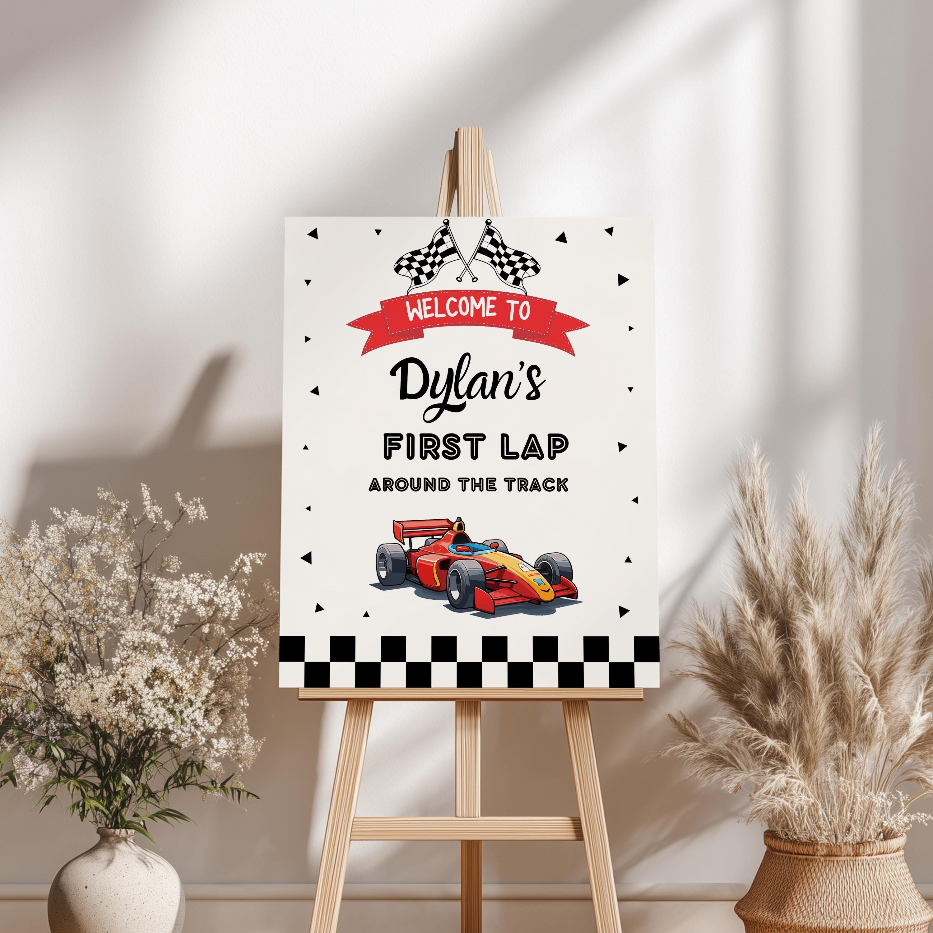 Racing Car Birthday Welcome Sign, Racing Car Birthday sign, Editable Template, Fast Car Theme Party decorations Instant download 5987