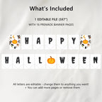 EDITABLE Halloween Party Banner, Happy Halloween Party Banner Printable, Halloween Pumpkin Party Templates Instant download
