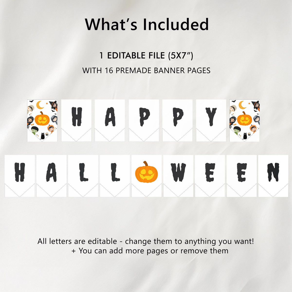 EDITABLE Halloween Party Banner, Happy Halloween Party Banner Printable, Halloween Pumpkin Party Templates Instant download