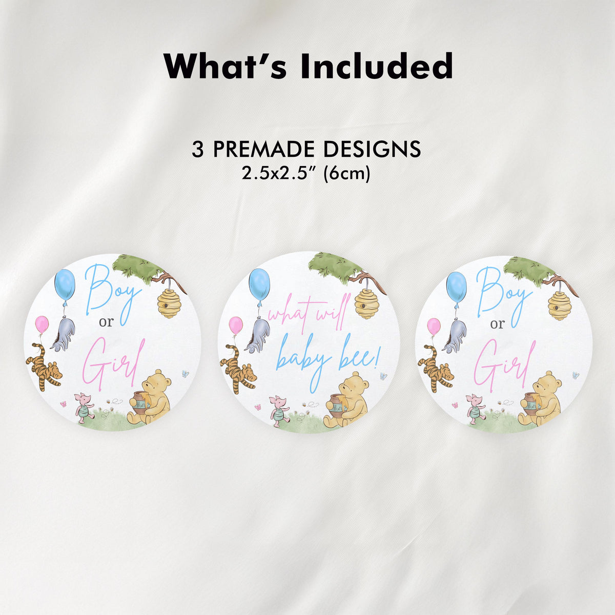 Winnie the Pooh Gender Reveal Cupcake toppers, Baby Shower Party Cake topper