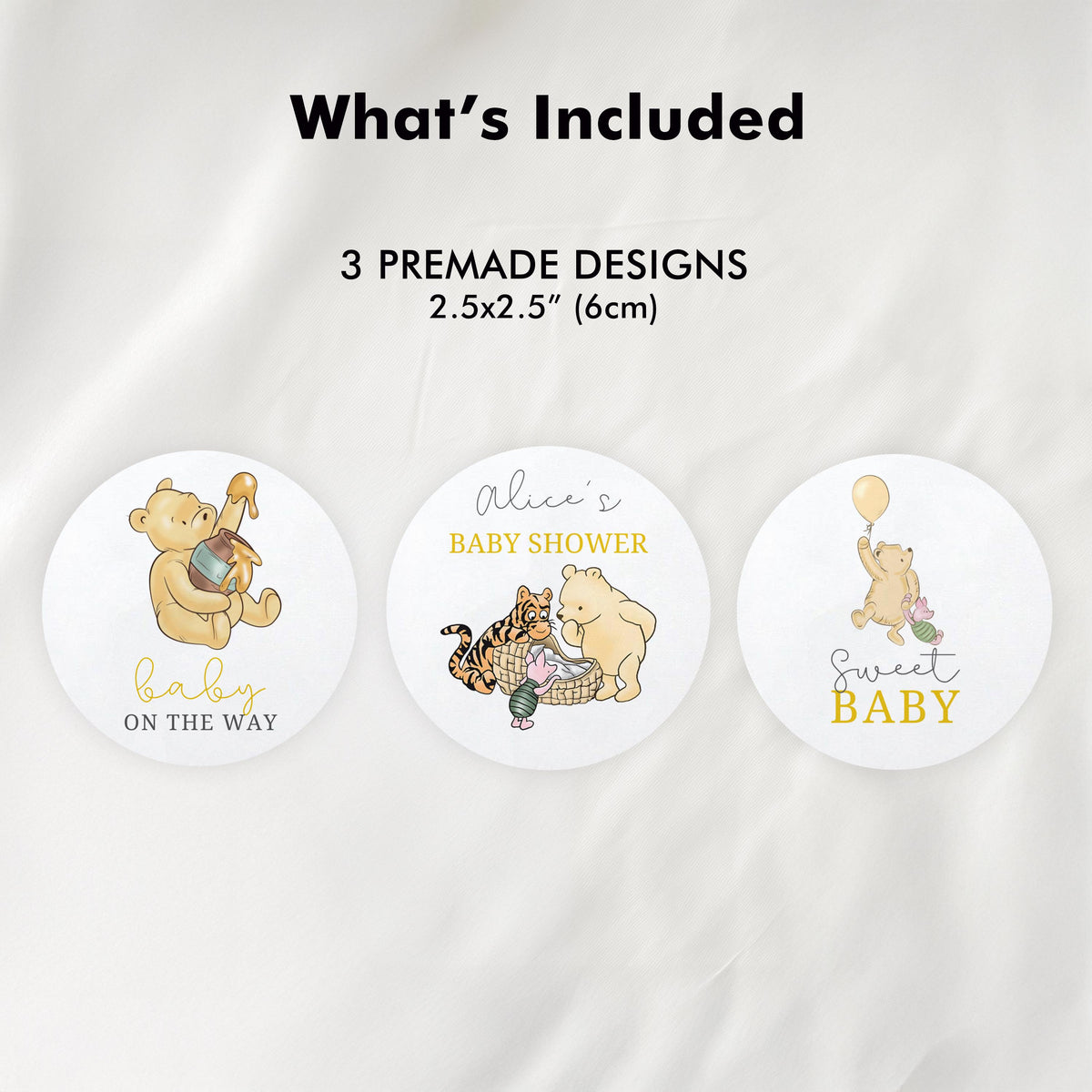 Winnie the Pooh Baby Shower Cupcake toppers, Party Cake topper