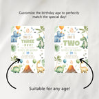 Three Rex 3rd Birthday Bundle, Dinosaur 3rd Birthday Party Invite Bundle, Dinosaur Decoration Party Set, 9166