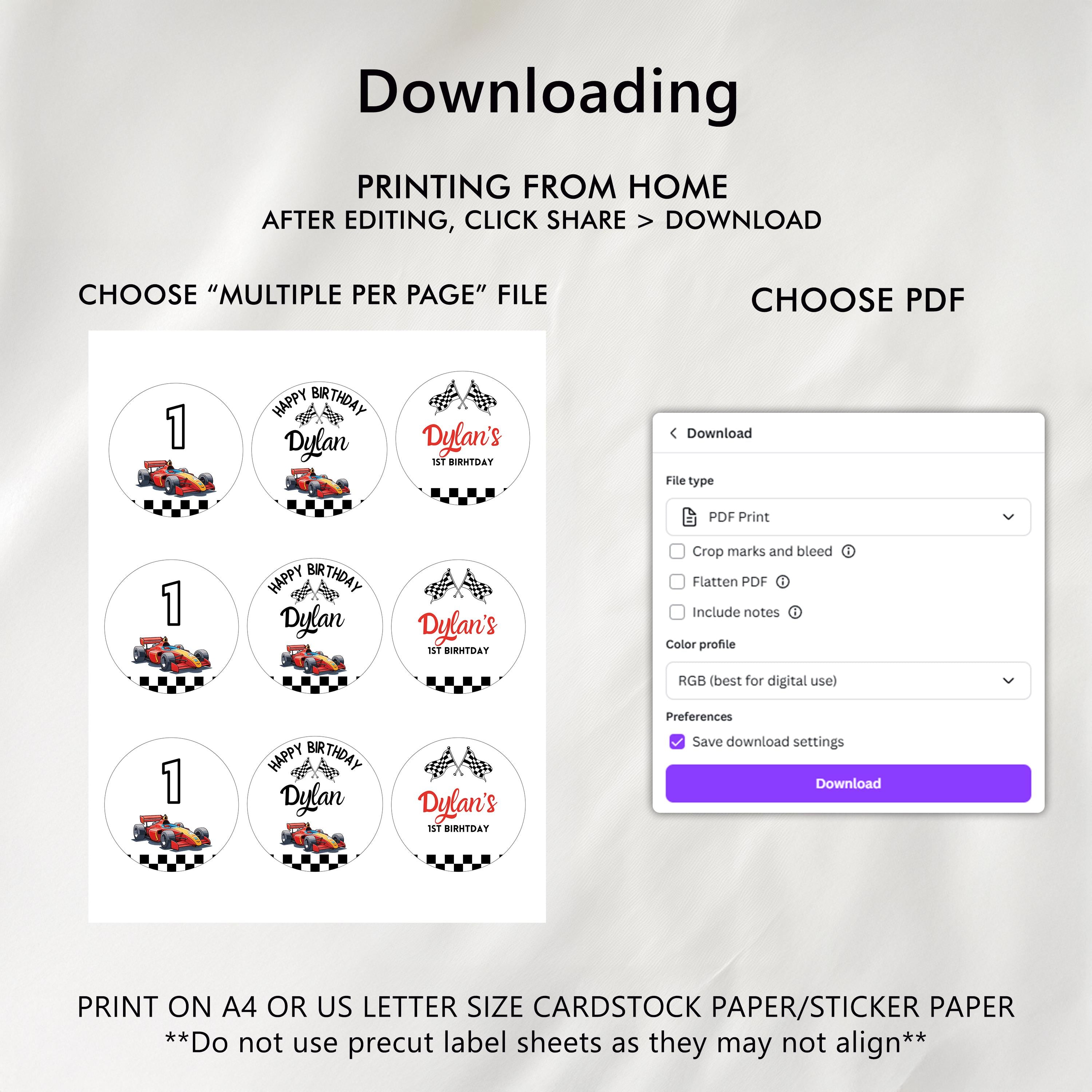 Editable Racing Car Birthday Cupcake toppers, Racing Car Party Cake toppers, Fast Car Template printable Instant Digital download 5987