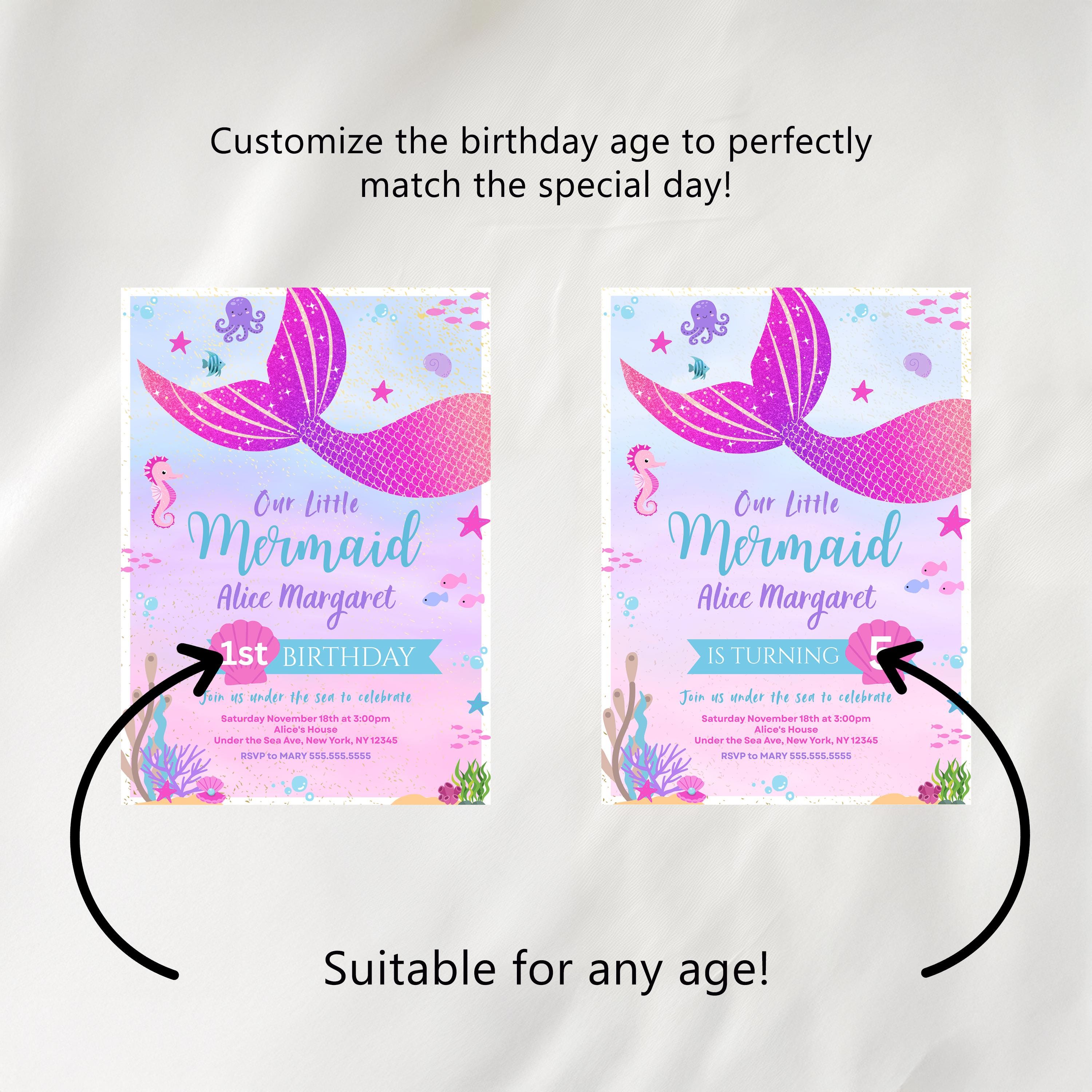 Mermaid First Birthday Bundle, 1st Birthday Party Set, Mermaid First Birthday Decorations, Mermaid Birthday Bundle, Mermaid Decorations 9168