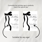 Black Bow Minimalist Thank You Card Template, Coquette, Black Ribbon Special Thanks 9174