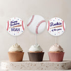Baseball Cupcake Topper, Rookie 1st Birthday Cupcake Toppers