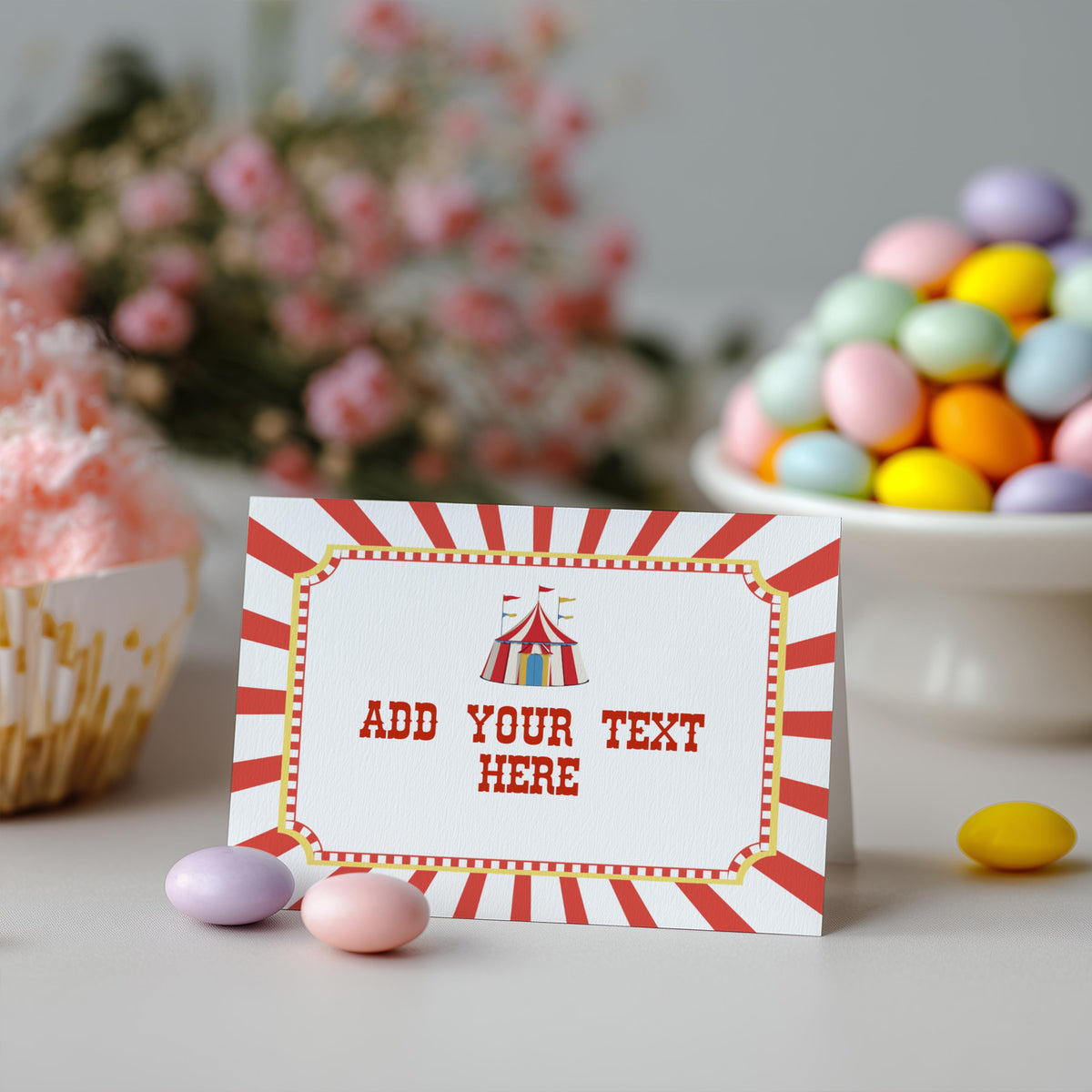 Circus Food Labels, Carnival Food Label Tent Card