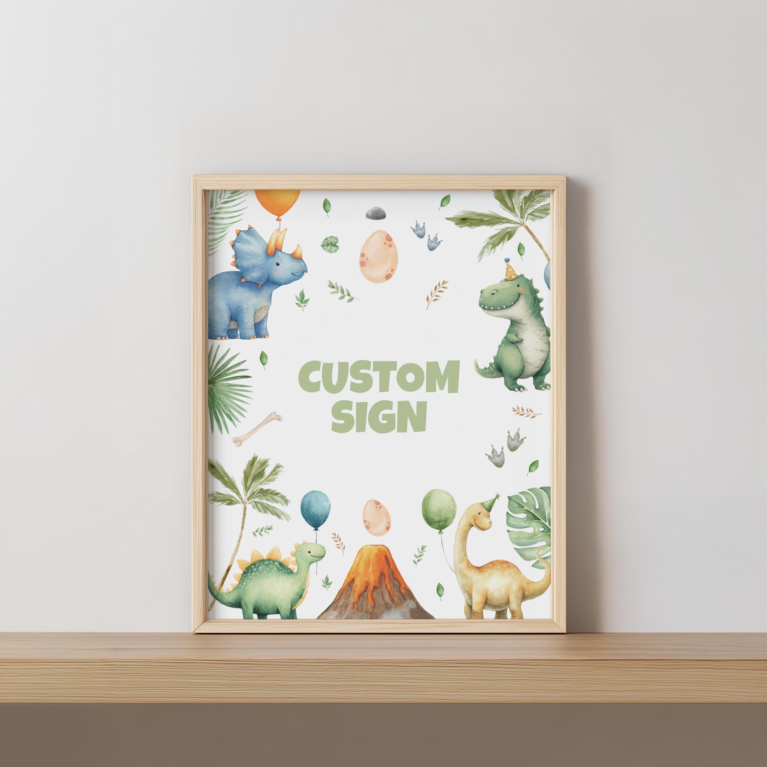 Dinosaur First Birthday Signs, Dinosaur 1st Birthday Custom Signs, 8x10 Custom Sign, Printable 1st Birthday Signs 9165