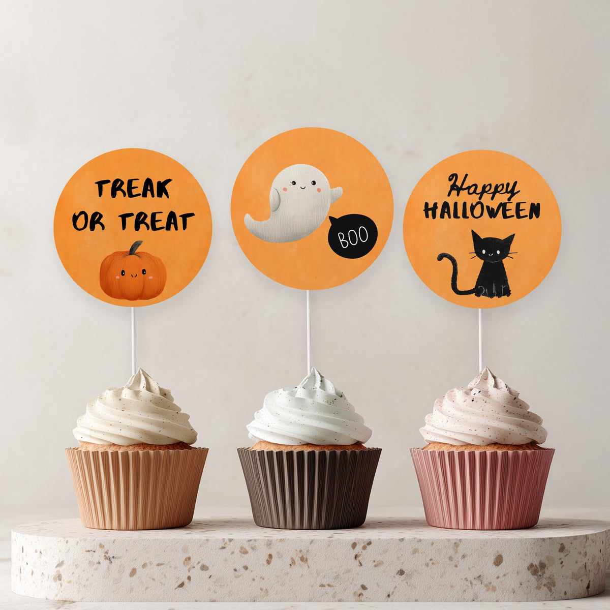 Editable Halloween Cute Costume Party Cupcake Toppers | Printable Cake Toppers | Instant Download