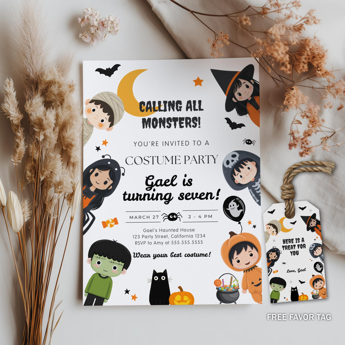Costume Party Invitation, Halloween Birthday Invite, Digital Template
