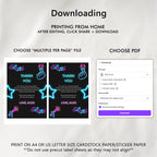 Music Neon Kpop Editable Birthday Thank You Card | Instant Download