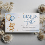 Teddy Bear Diaper Raffle Card, Baby Shower Printable Nappy Raffle Cards