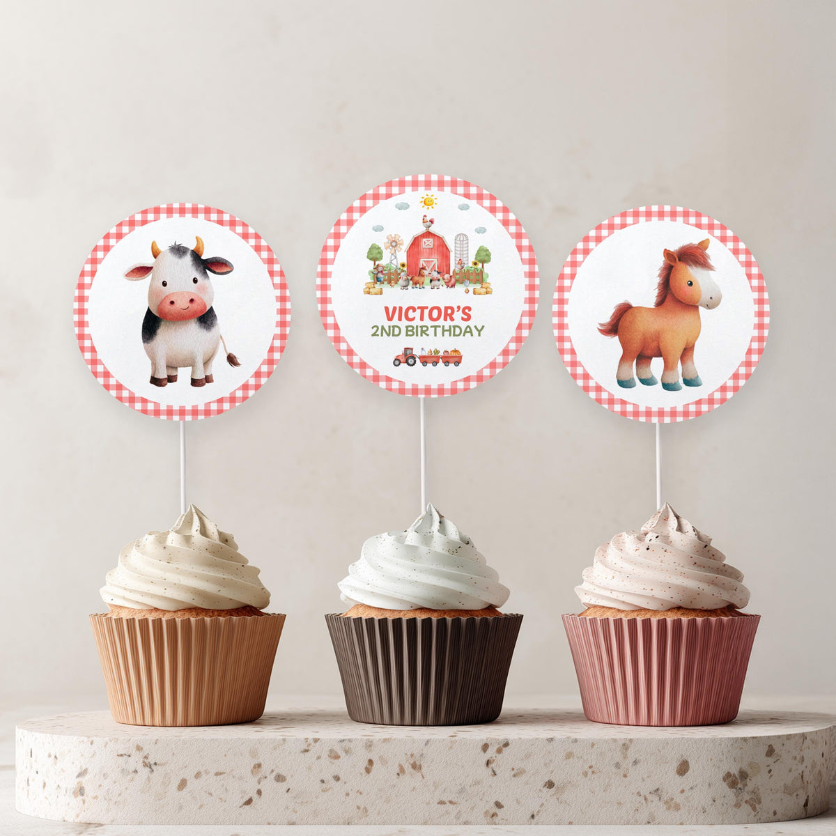 Farm Birthday Party Cupcake Toppers, Farm Cupcake Toppers, Barnyard Toppers, Instant Download