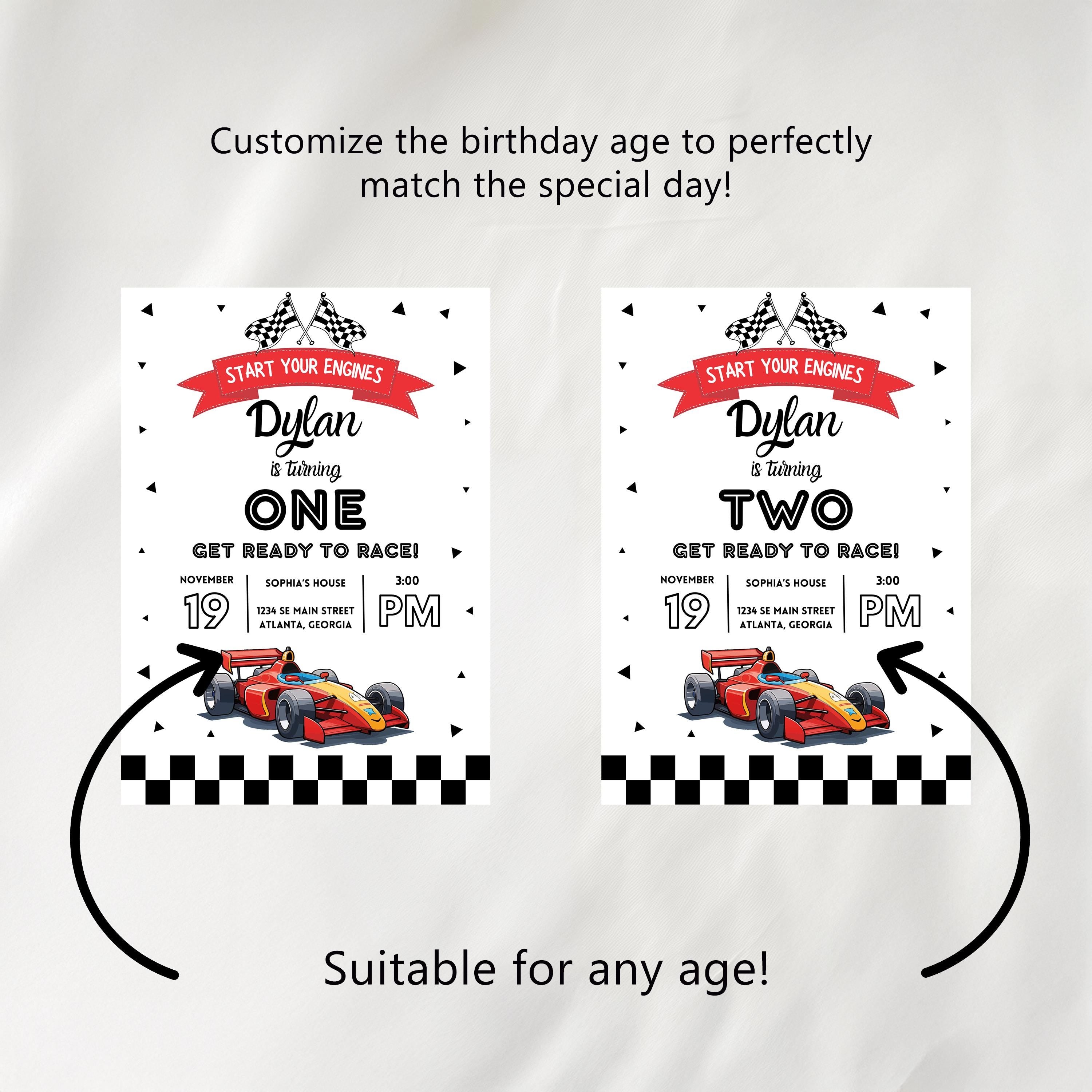 Racing Car Birthday Invitation Template, Fast Car Birthday Invite, Fast One Birthday Invitation Template 5987