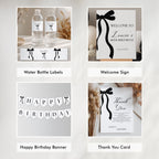 18th Party Decoration | 18th Birthday Bundle | Adult Black Bow Eighteenth Minimalist Decorations | Download 9173