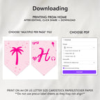 EDITABLE Hot Pink Doll Summer Happy Birthday Banner, Pink Pool Party Happy Birthday Banner Printable Party Templates Instant download