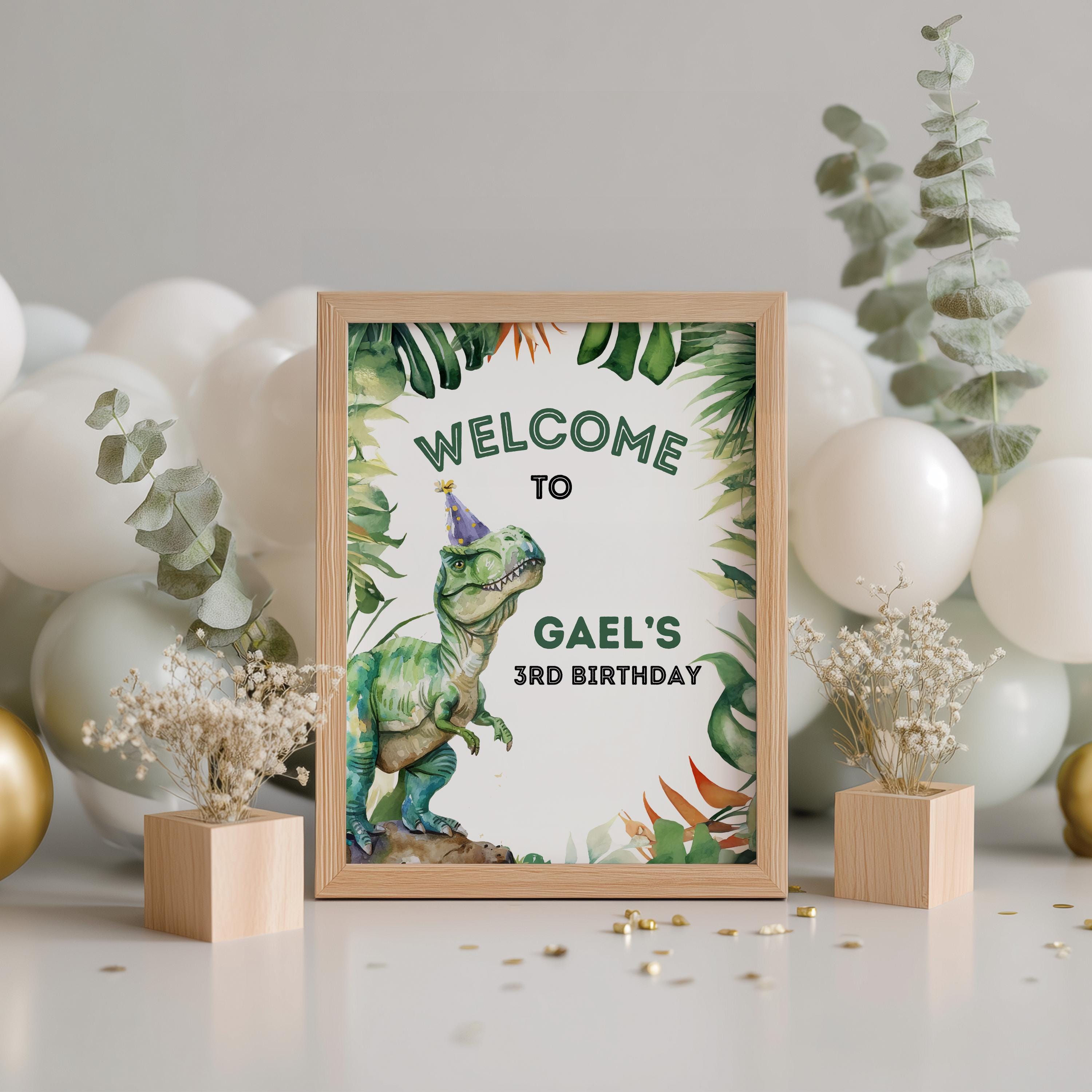 Editable Dinosaur 3rd Birthday Party Signs | Dinosaur Three Rex Welcome Sign | Dinosaur Three Rex Yard Sign | Templates 9014