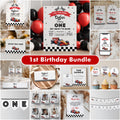 Rancing Car Party Decorations, First Birthday Red Car Party Bundle, Fast Car Birthday Party Set Template Instant Download 5987