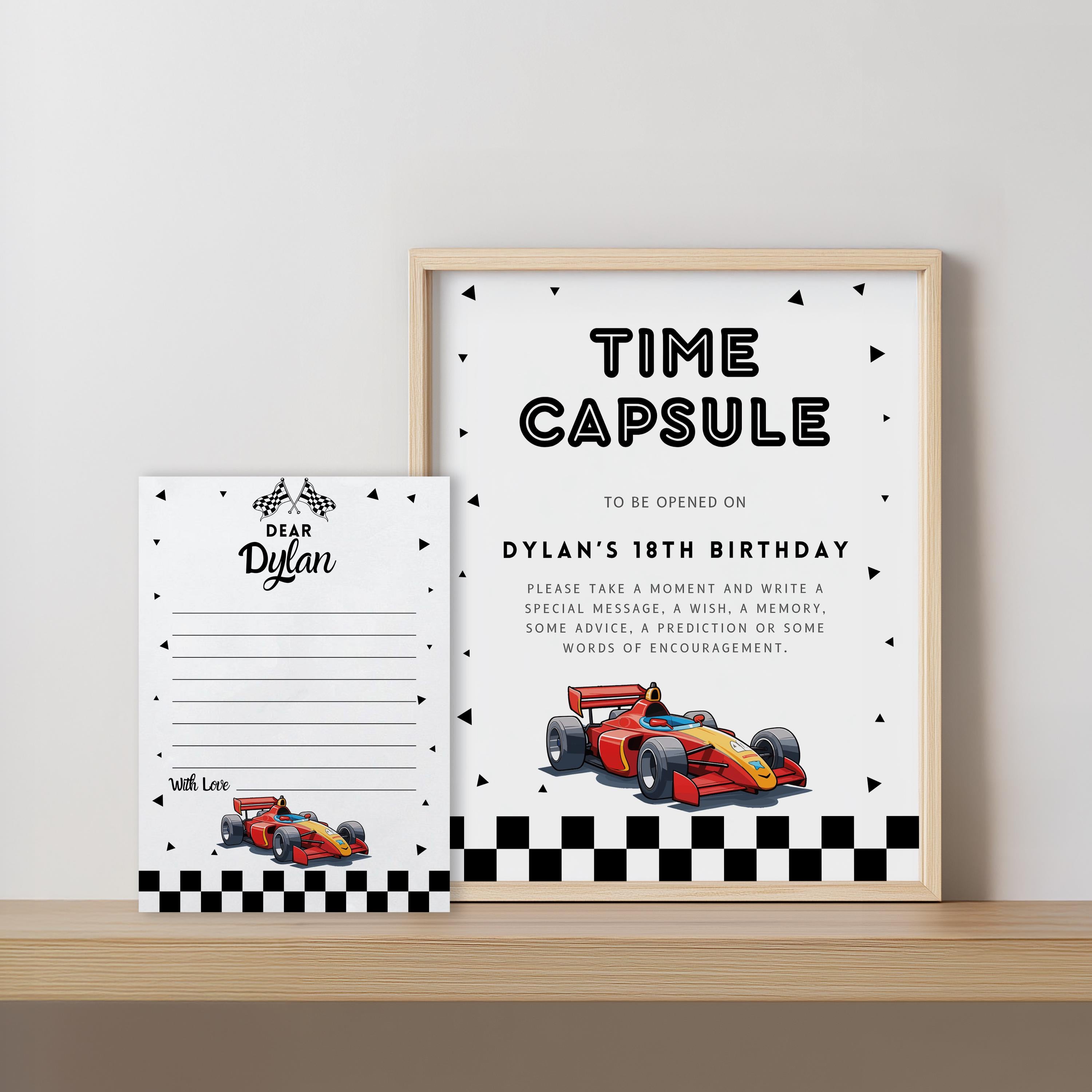 Race Cars First Birthday Time Capsule Sign, Red Car 1st Birthday Time Capsule, 1st Birthday Red Decorations 5987