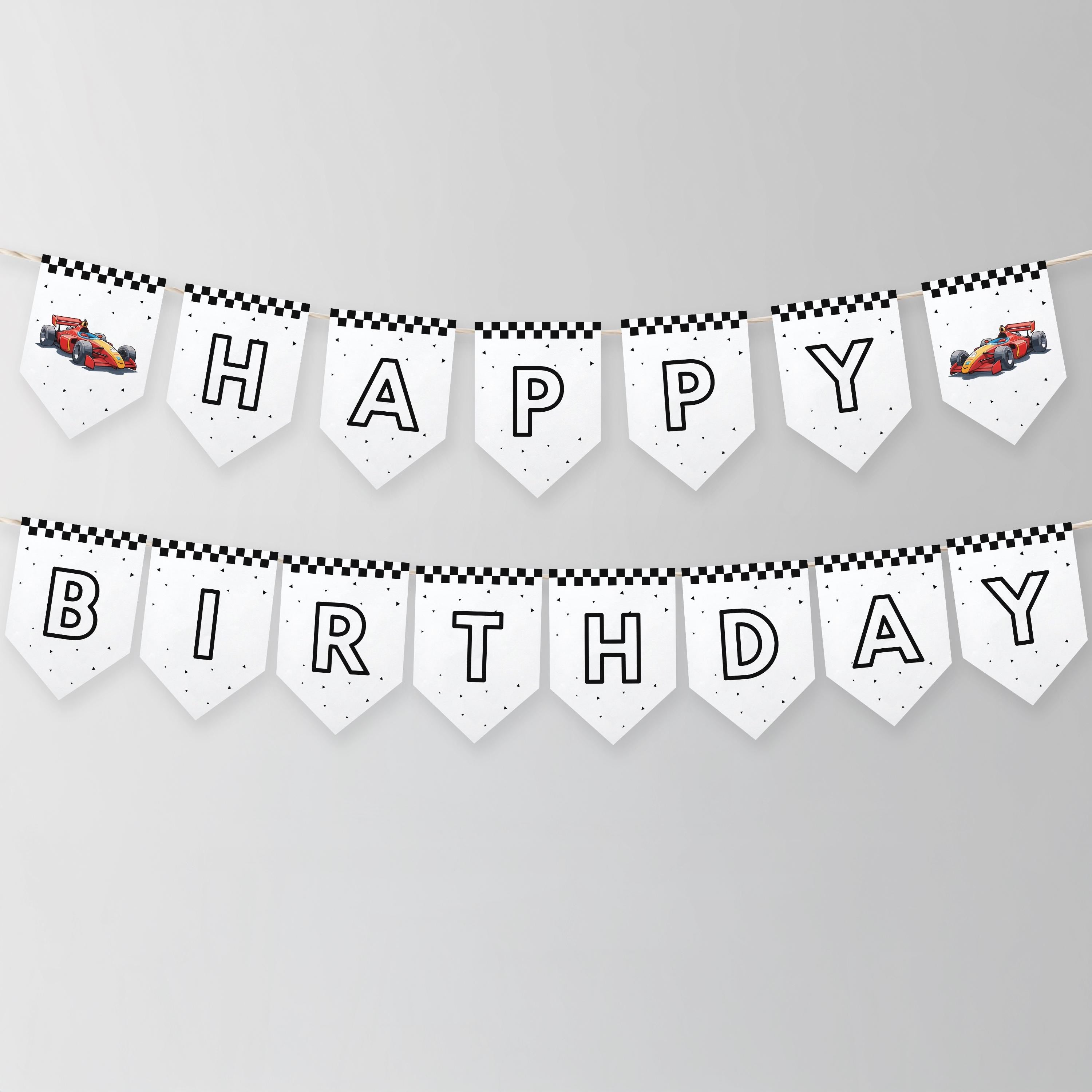 EDITABLE Racing Car Happy Birthday Banner, Fast Car Happy Birthday Banner Printable Party Templates Instant download 5987