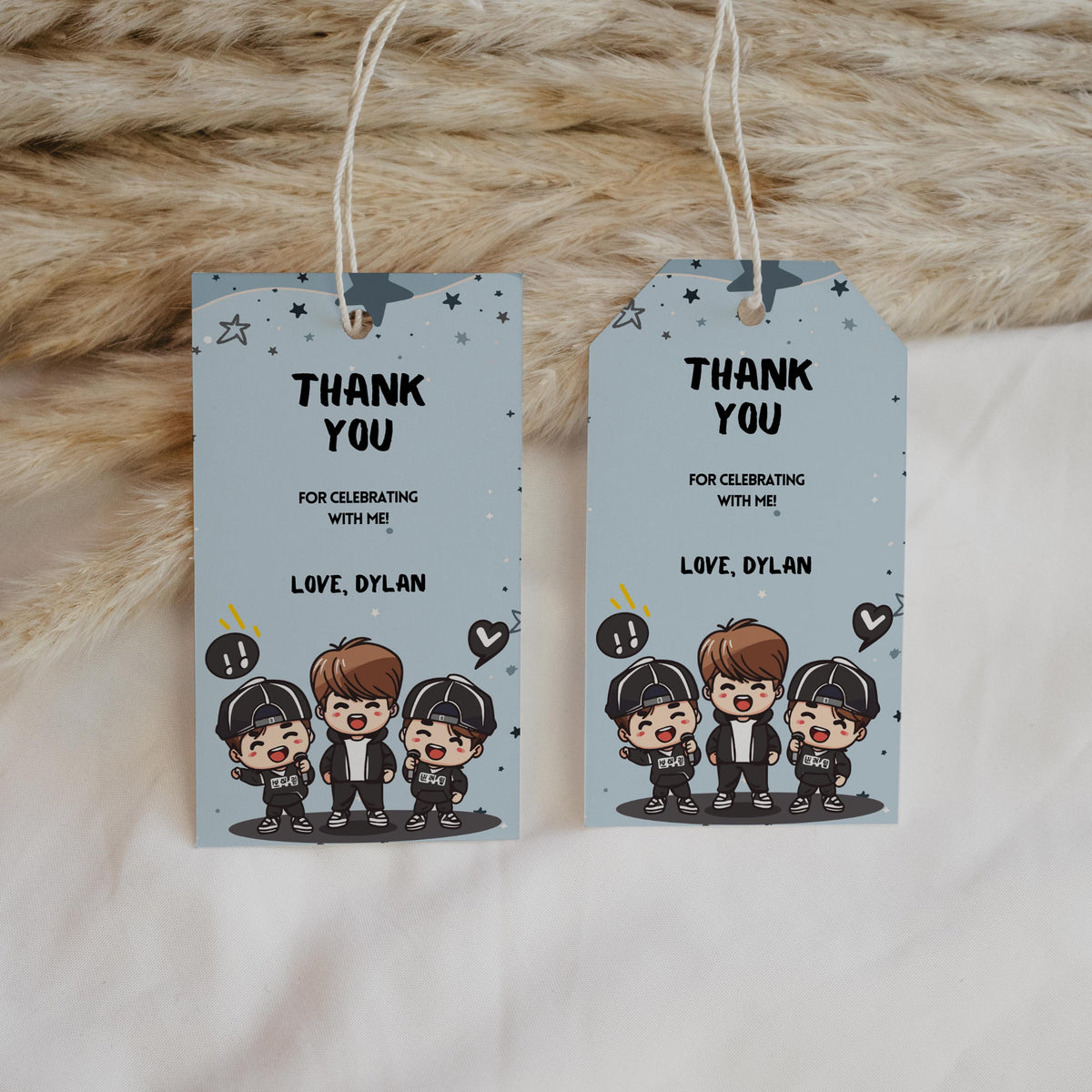 Editable K-pop boys Birthday Favor Tags, Kpop boys Thank You Tag, Kpop boys Favors, Instant Download