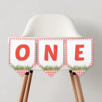 Farm High Chair Banner, Barnyard First Birthday Party Decor, Printable Bunting Flag