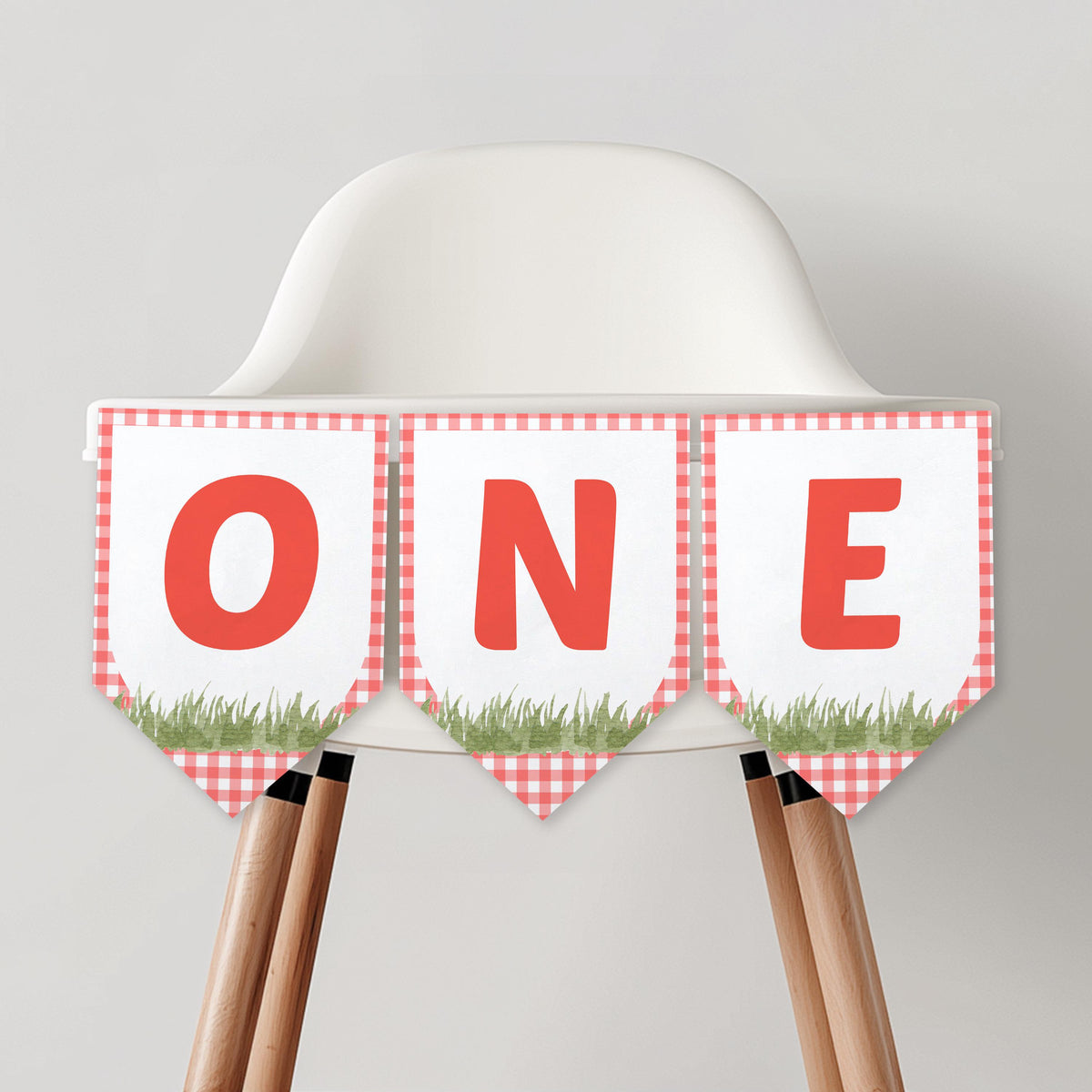 Farm High Chair Banner, Barnyard First Birthday Party Decor, Printable Bunting Flag