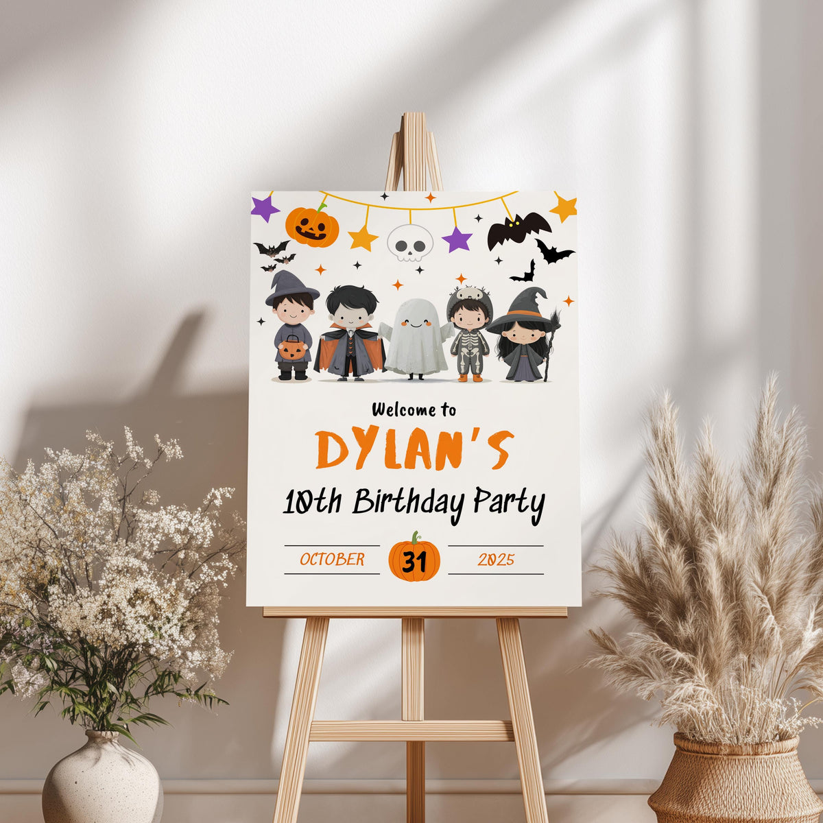 Halloween Costume Birthday Welcome Sign: Editable Canva Template (PDF File)